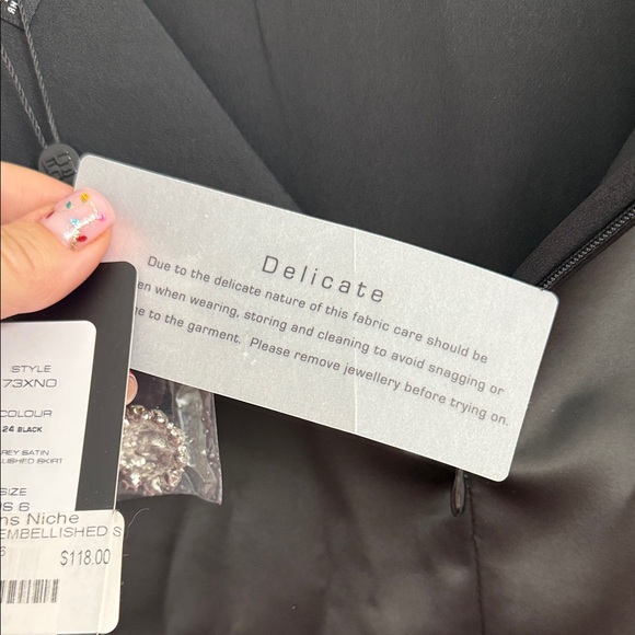 French Connection Black Mini Skirt with Pearl Details - Picture 8 of 13